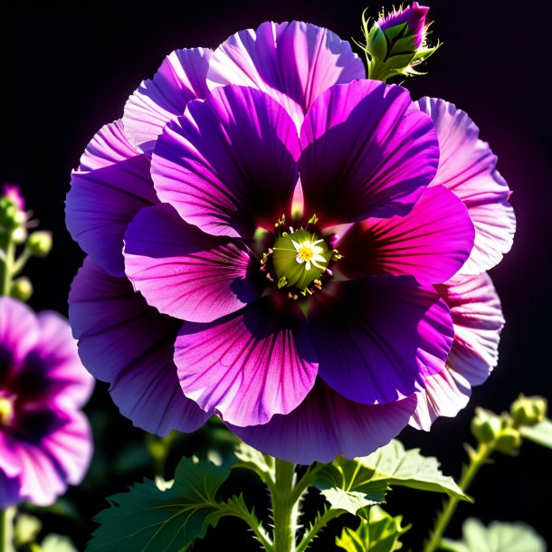 Clipart of a purple hollyhock