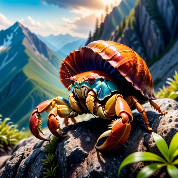 Photo of a threatening of a hermit crab in the mountains