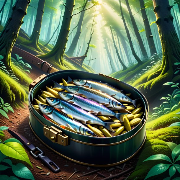 Drawing of a sardines in a belt in the forest