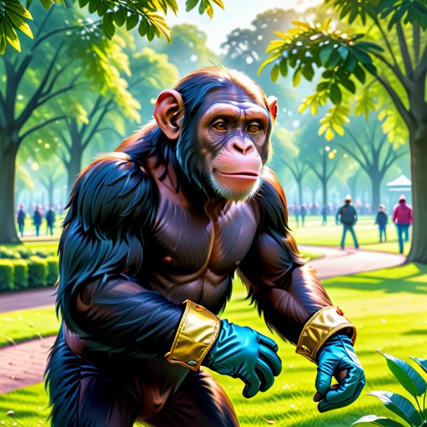 Illustration of a chimpanzee in a gloves in the park