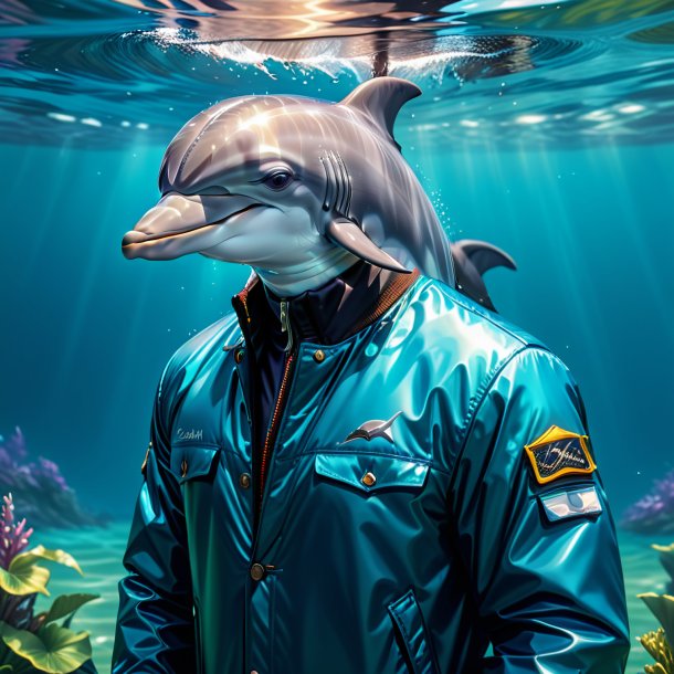 Drawing of a dolphin in a jacket in the water