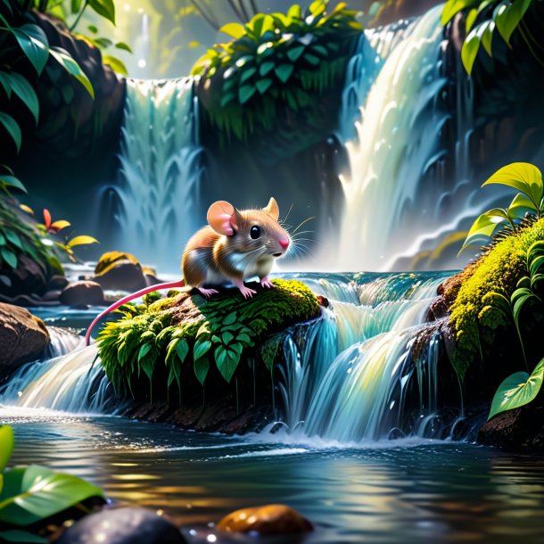 Picture of a resting of a mouse in the waterfall