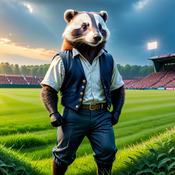 Pic of a badger in a trousers on the field