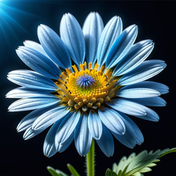 "illustration of a azure daisy, double"