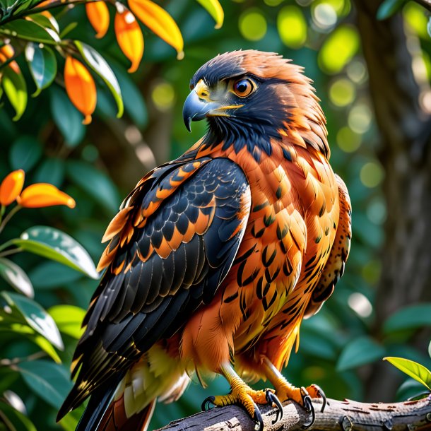 Image of a orange waiting hawk