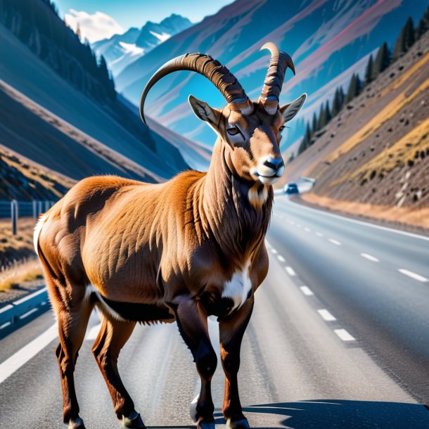 Imagem de um íbex em um casaco na estrada