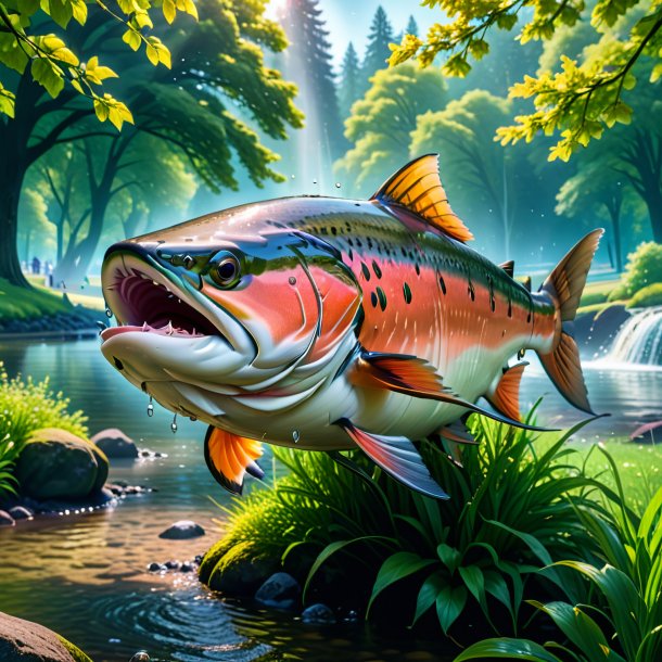 Image of a crying of a salmon in the park