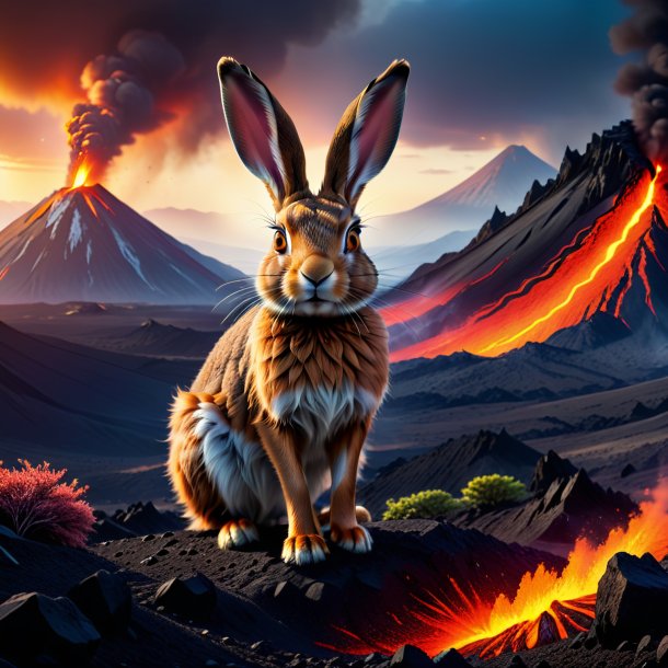 Pic of a threatening of a hare in the volcano