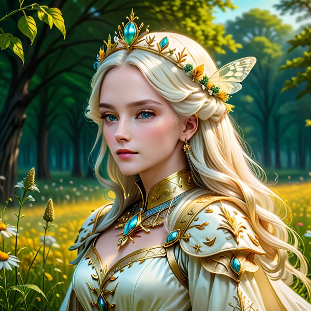 Drawing of a ivory queen of the meadow