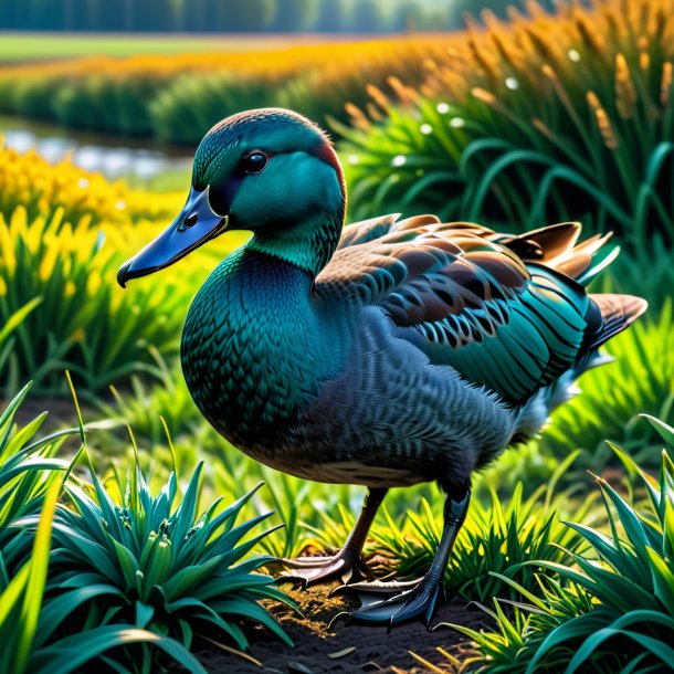 Figure of a teal fieldrush