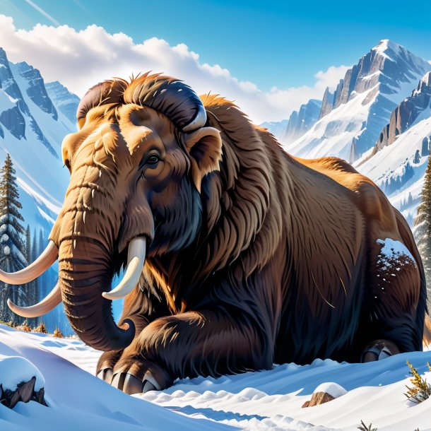 Picture of a resting of a mammoth in the snow