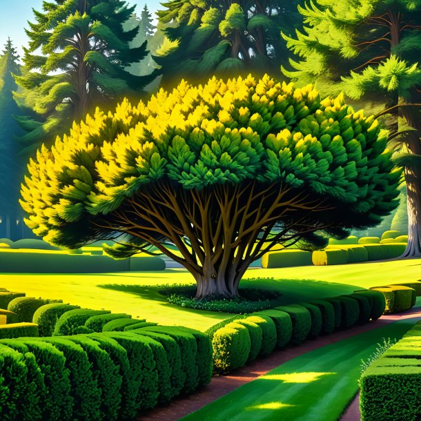 Illustration of a yellow yew