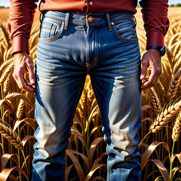 Photography of a wheat jeans from clay