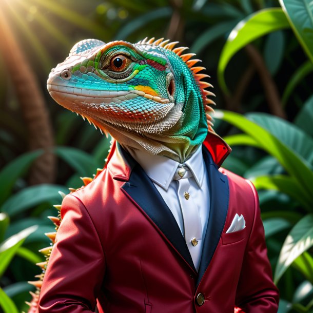 Foto de un lagarto en una chaqueta roja