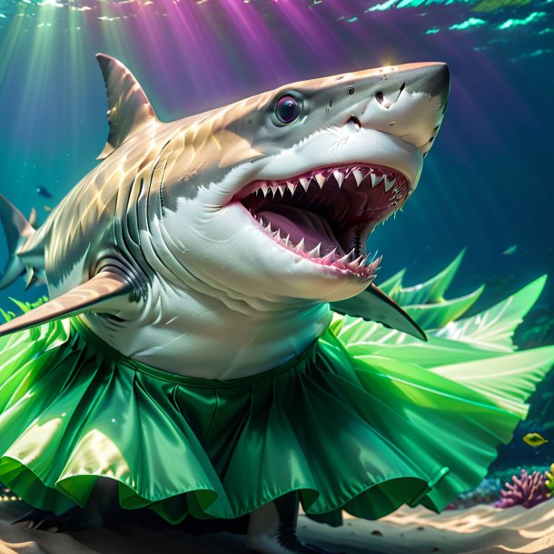 Picture of a shark in a green skirt