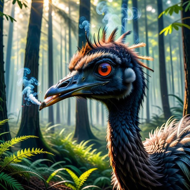 Pic of a smoking of a emu in the forest