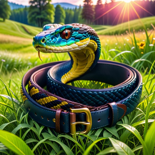 Image d'un serpent dans une ceinture dans la prairie