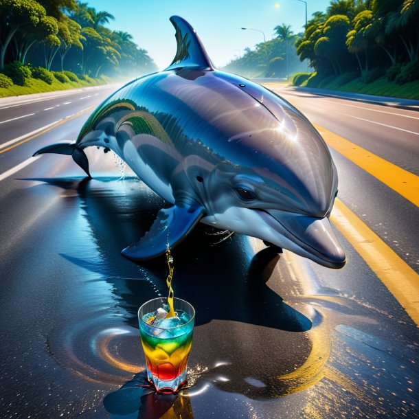 Image of a drinking of a dolphin on the road