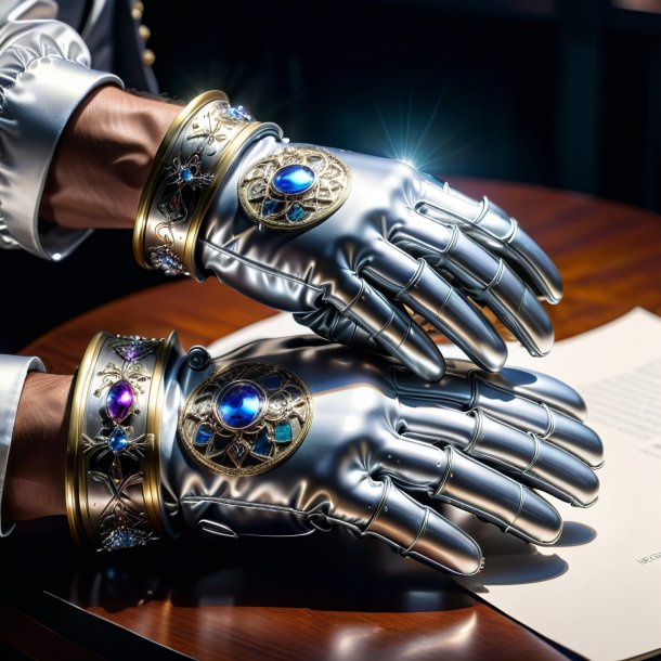 Dessin d'un gants d'argent en fer