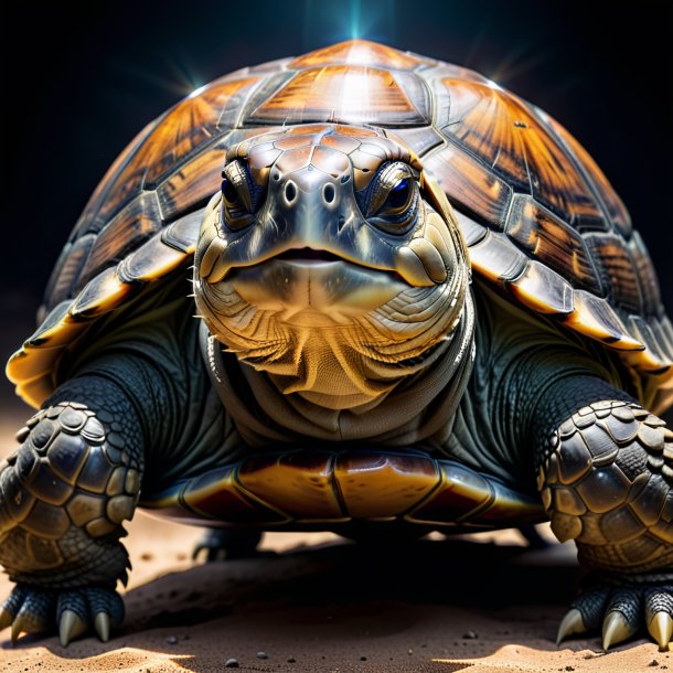 Image of a tortoise in a black belt