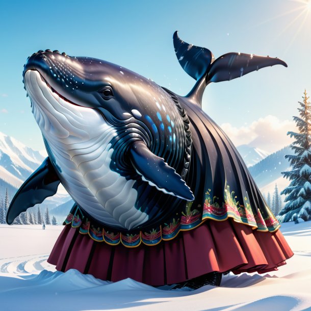 Illustration of a whale in a skirt in the snow