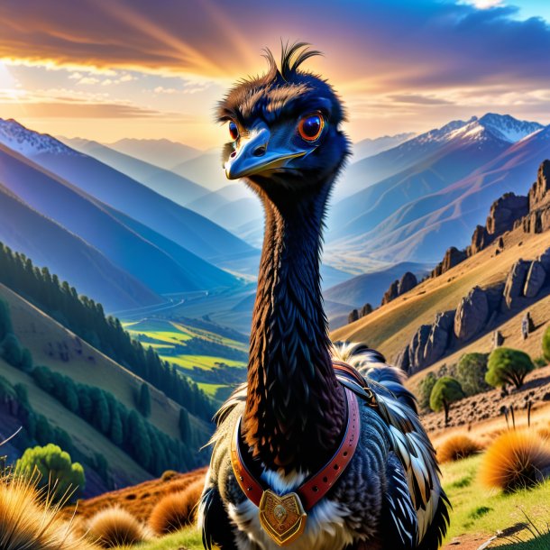 Image d'un emu dans une ceinture dans les montagnes