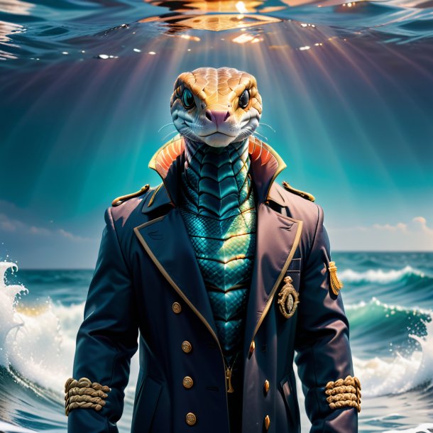 Image d'un cobra dans un manteau dans la mer