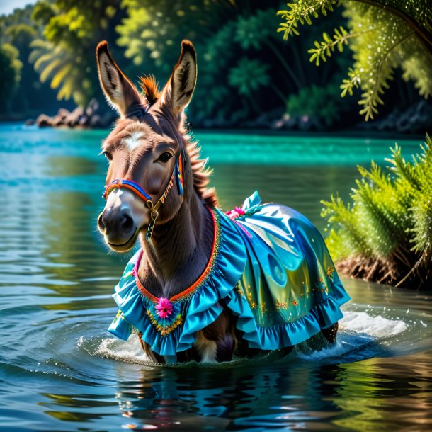 Фото осла в платье в воде