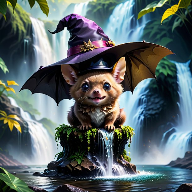 Image d'une chauve-souris dans un chapeau dans la cascade