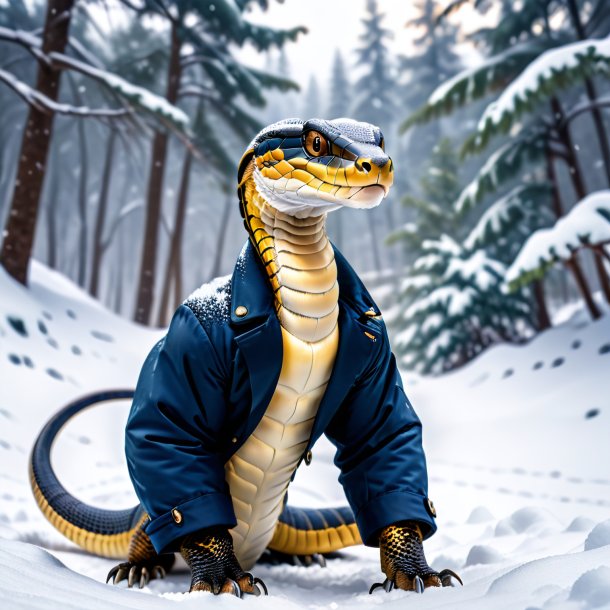 Image of a king cobra in a trousers in the snow