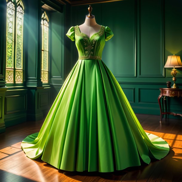 Pic of a pea green dress from paper