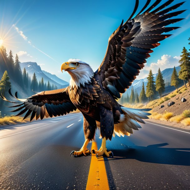 Image of a crying of a eagle on the road