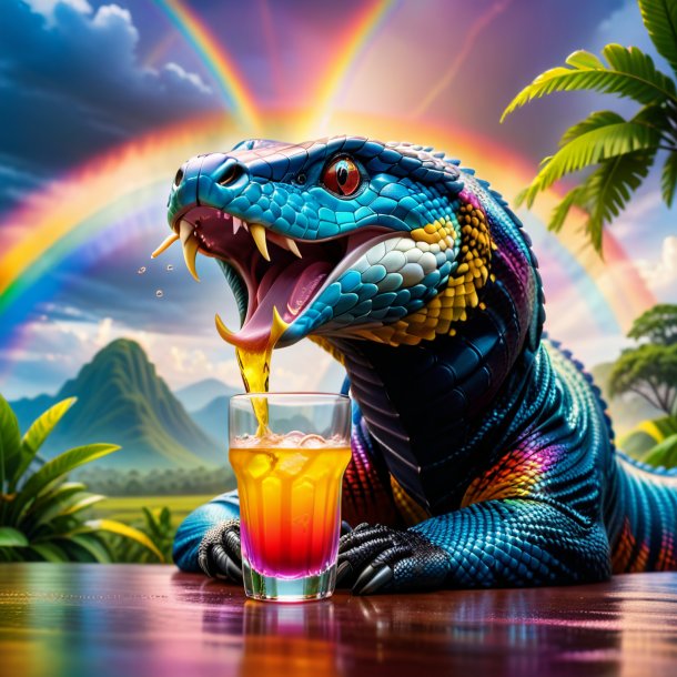 Photo of a drinking of a cobra on the rainbow