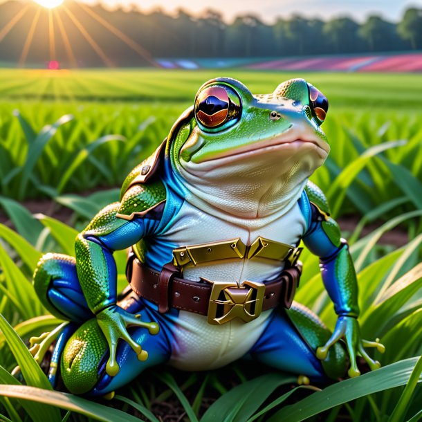 Pic of a frog in a belt on the field