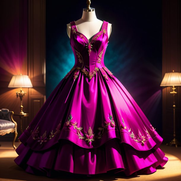 Esboço de um vestido fuchsia de gesso