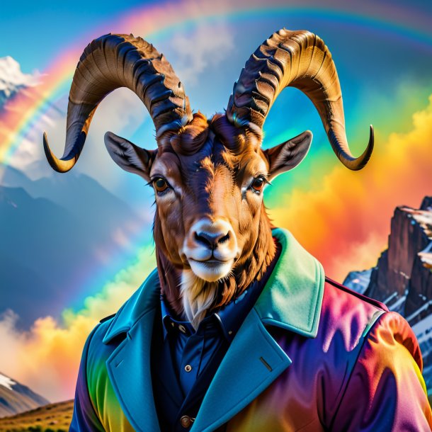 Pic of a ibex in a coat on the rainbow