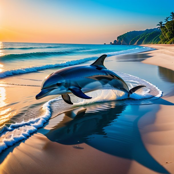 Foto de una espera de un delfín en la playa