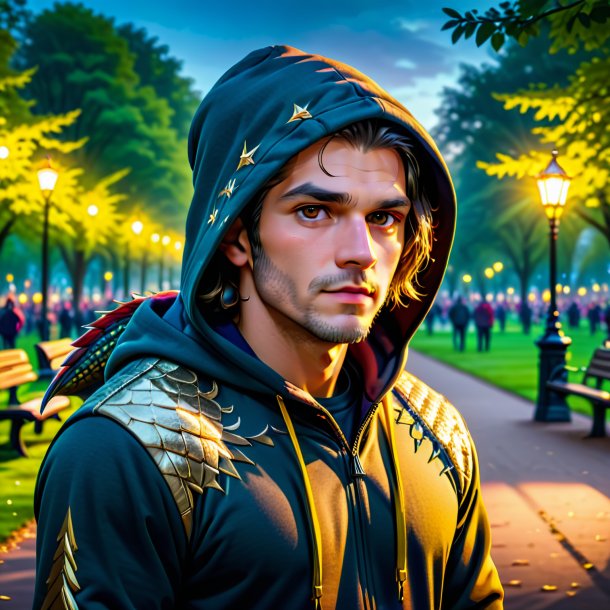 Image of a pike in a hoodie in the park