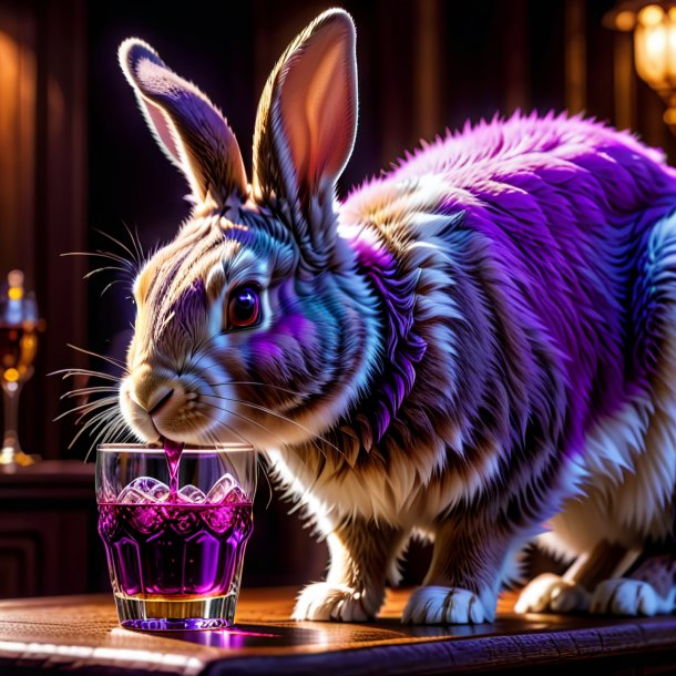 Image d'un lapin pourpre buvant