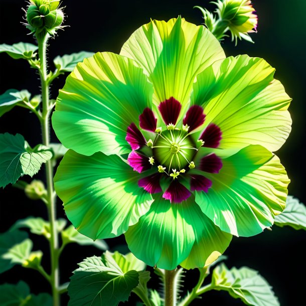 Drawing of a green hollyhock