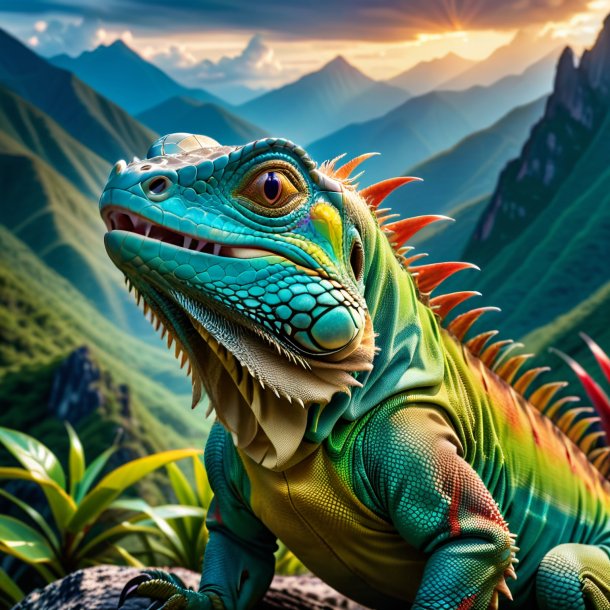 Image of a crying of a iguana in the mountains