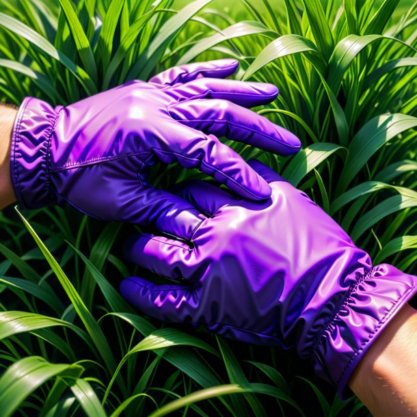 Drawing of a purple gloves from grass