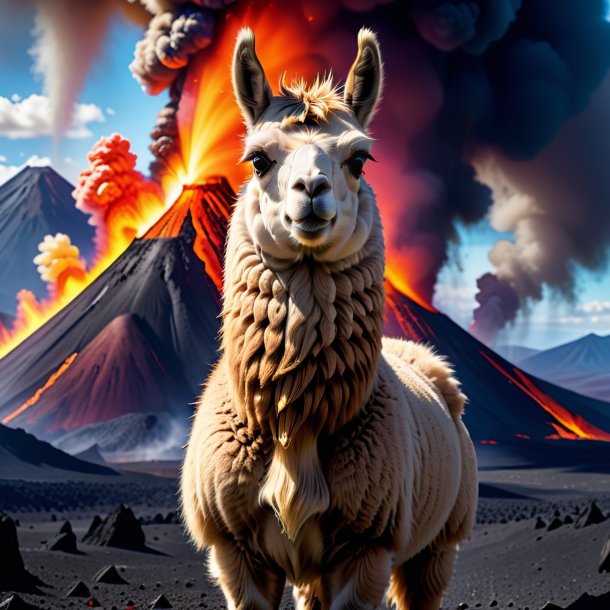 Image of a angry of a llama in the volcano