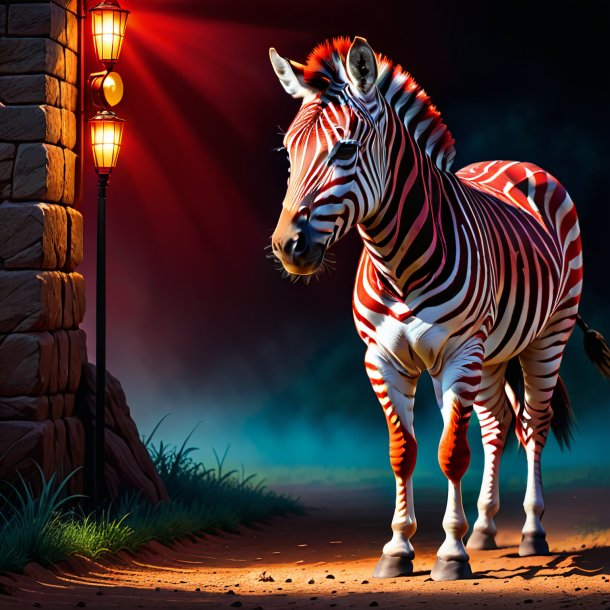 Imagem de uma zebra vermelha à espera