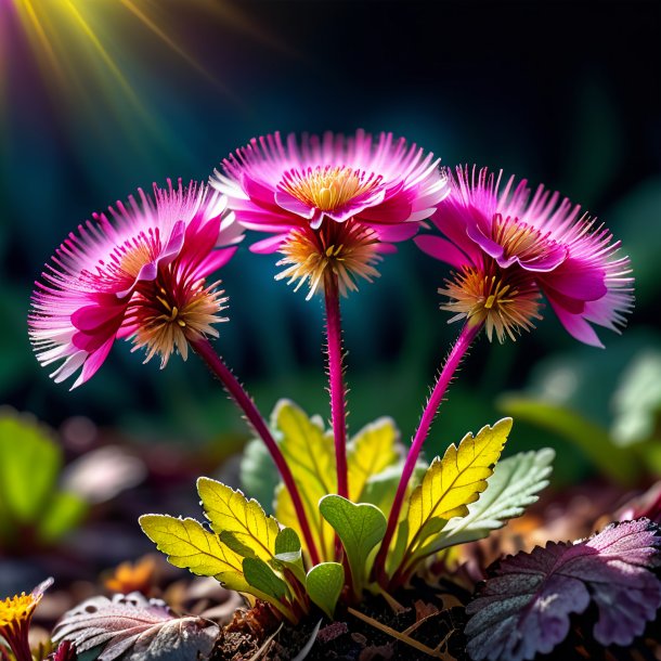Clipart of a magenta coltsfoot