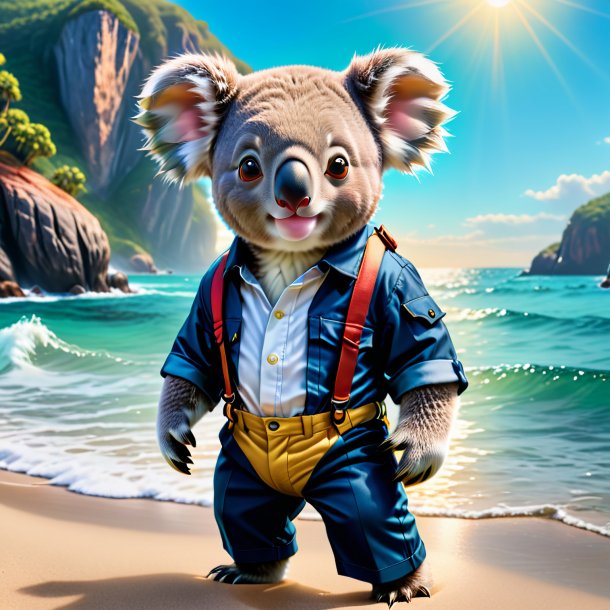 Photo of a koala in a trousers in the sea