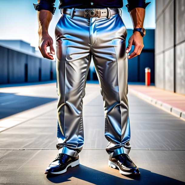 Photographie d'un pantalon argenté de béton