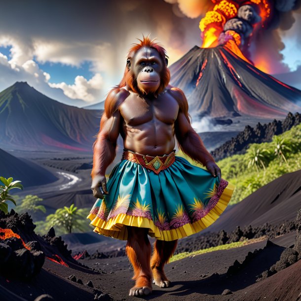 Pic of a orangutan in a skirt in the volcano