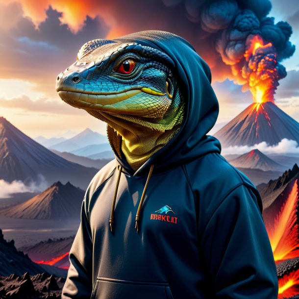 Pic of a monitor lizard in a hoodie in the volcano