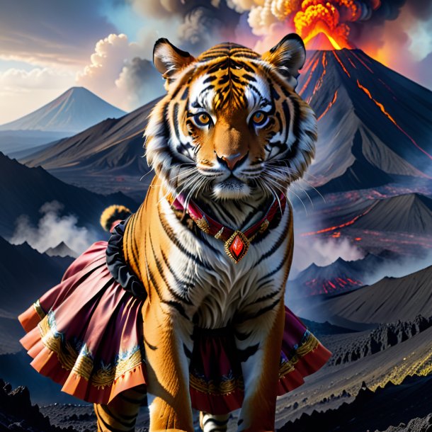 Picture of a tiger in a skirt in the volcano